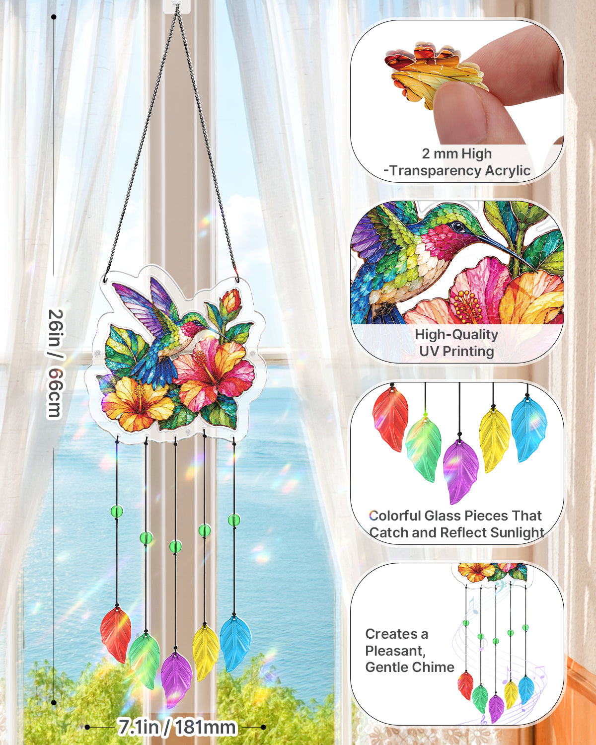 kaayee-wind-chime-kolibri-acryl-windspiel-s-bl-ten-18-cm image 3