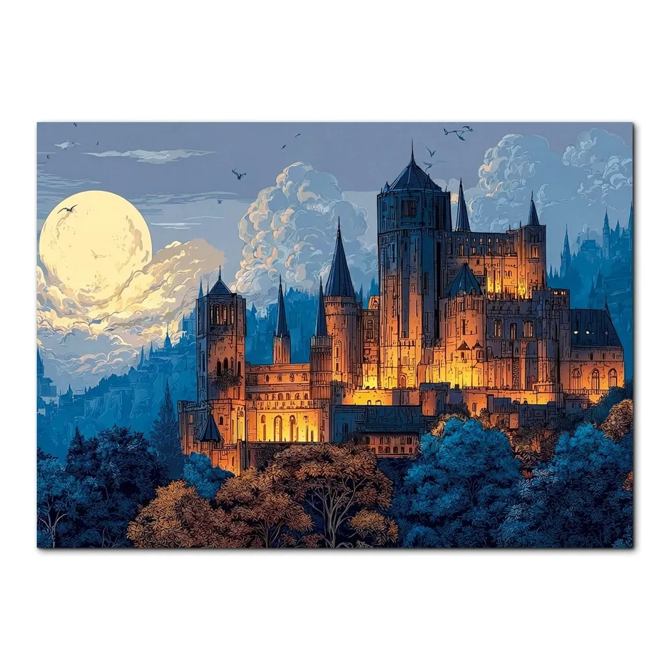 kaayee-moonlit-castle-kartonpuzzle-1000-teile-standard-edition-schloss image 1