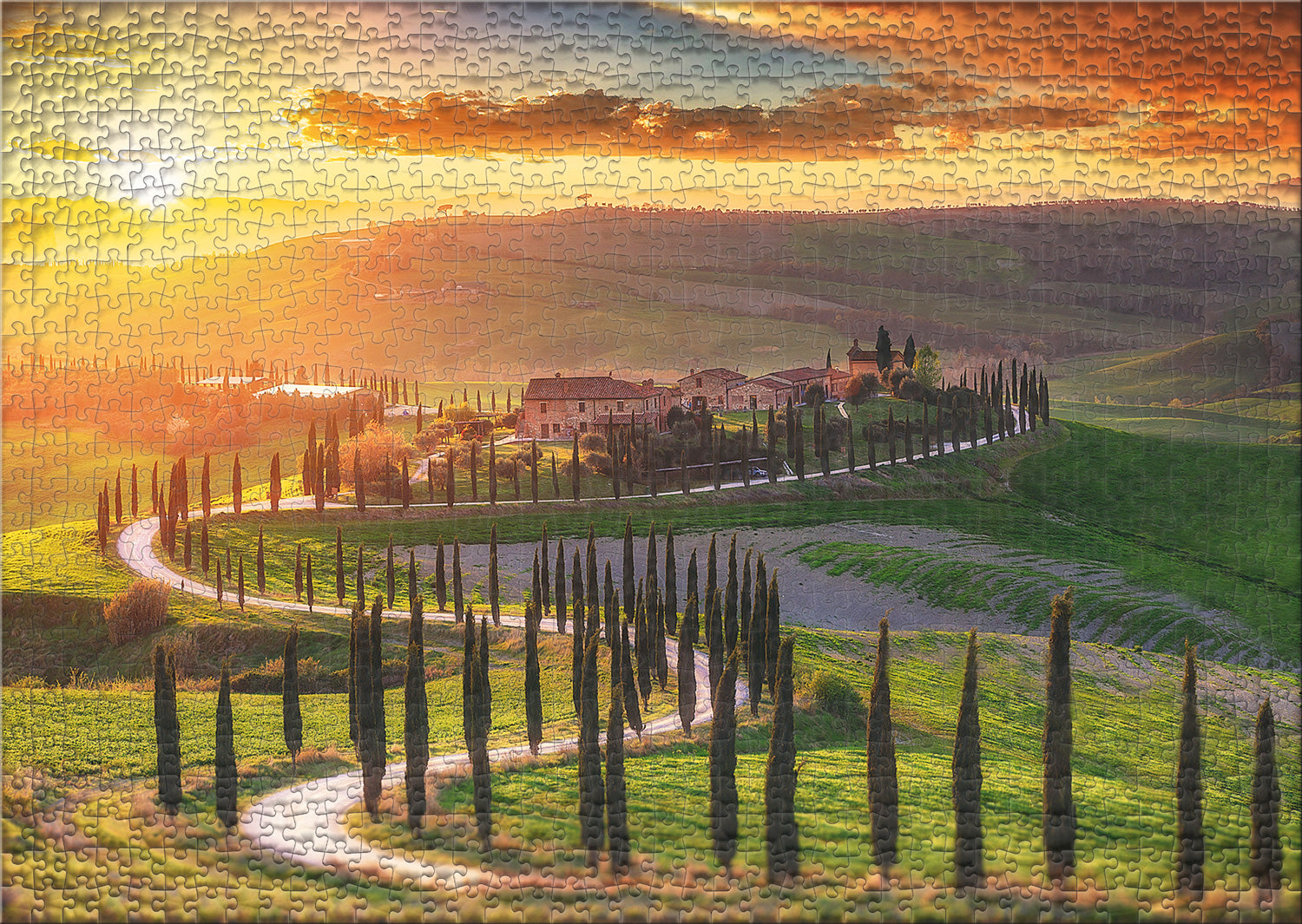 ulmer-puzzleschmiede-puzzle-1000-teile-toskana-italien-puzzle-sonnenuntergang image 2