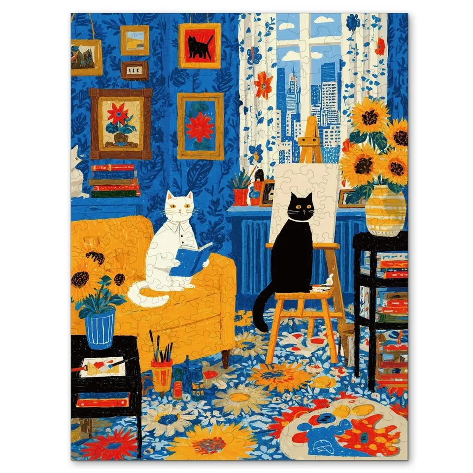 kaayee-wooden-puzzle-cats-art-studio-holzpuzzle-small image 1