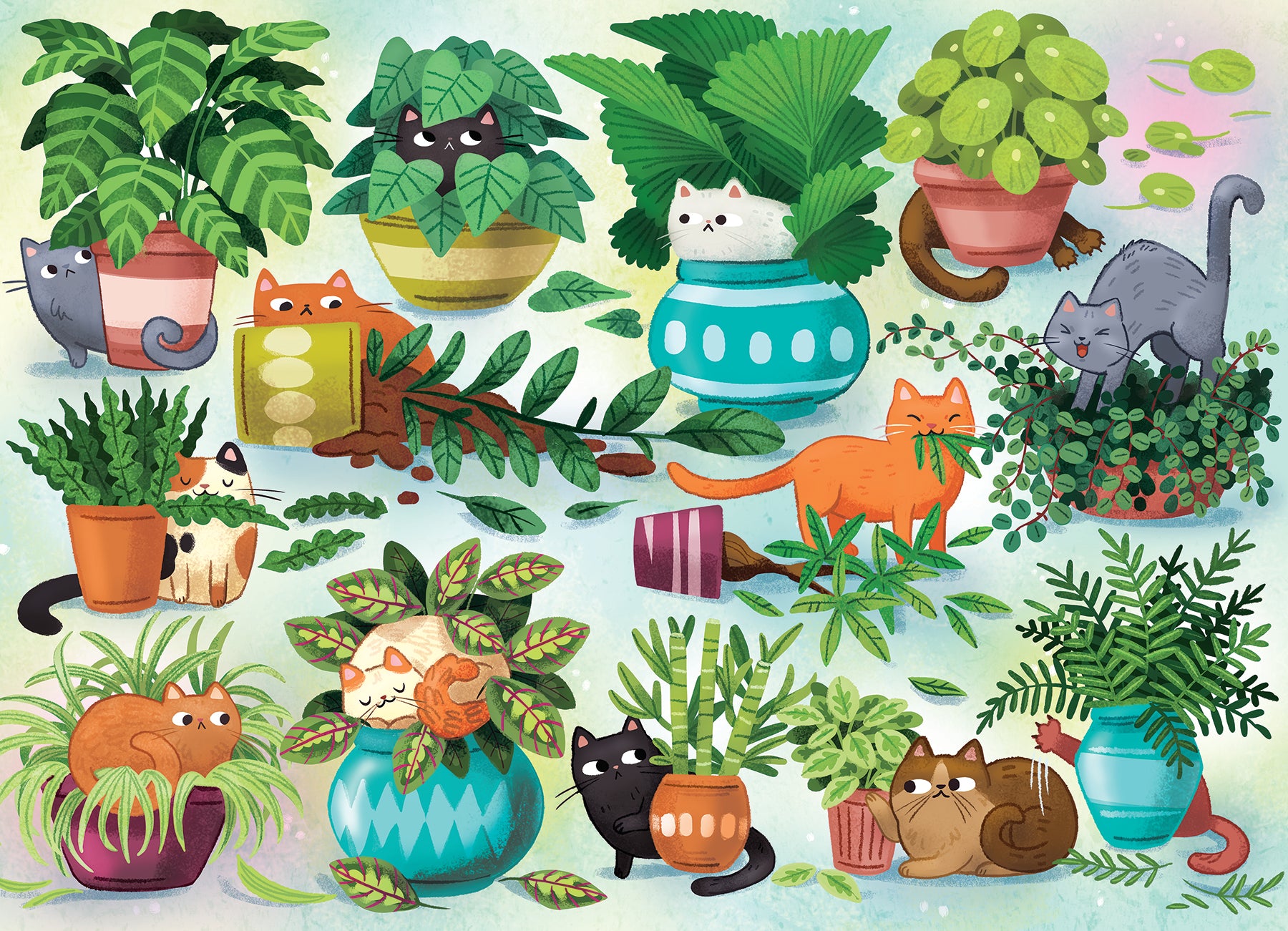 cobble-hill-500-teile-cats-vs-plants-puzzle-katzen image 2