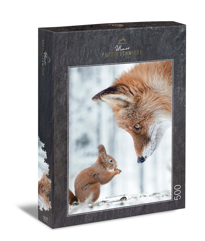 ulmer-puzzleschmiede-puzzle-500-teile-diligent-clever-fuchs-winter image 1