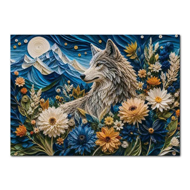 kaayee-cardboard-puzzle-moonlit-wolf-garden-1000-teile-eco-white-board image 1