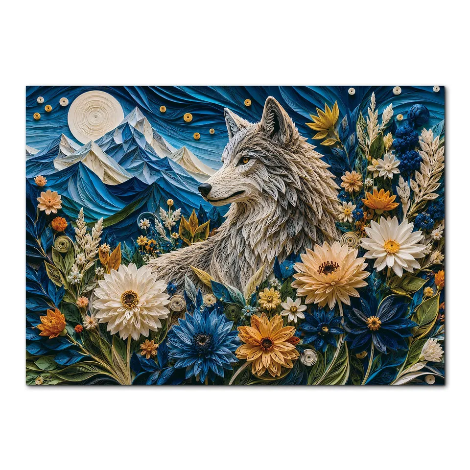 kaayee-cardboard-puzzle-moonlit-wolf-garden-1000-teile-eco-white-board image 1