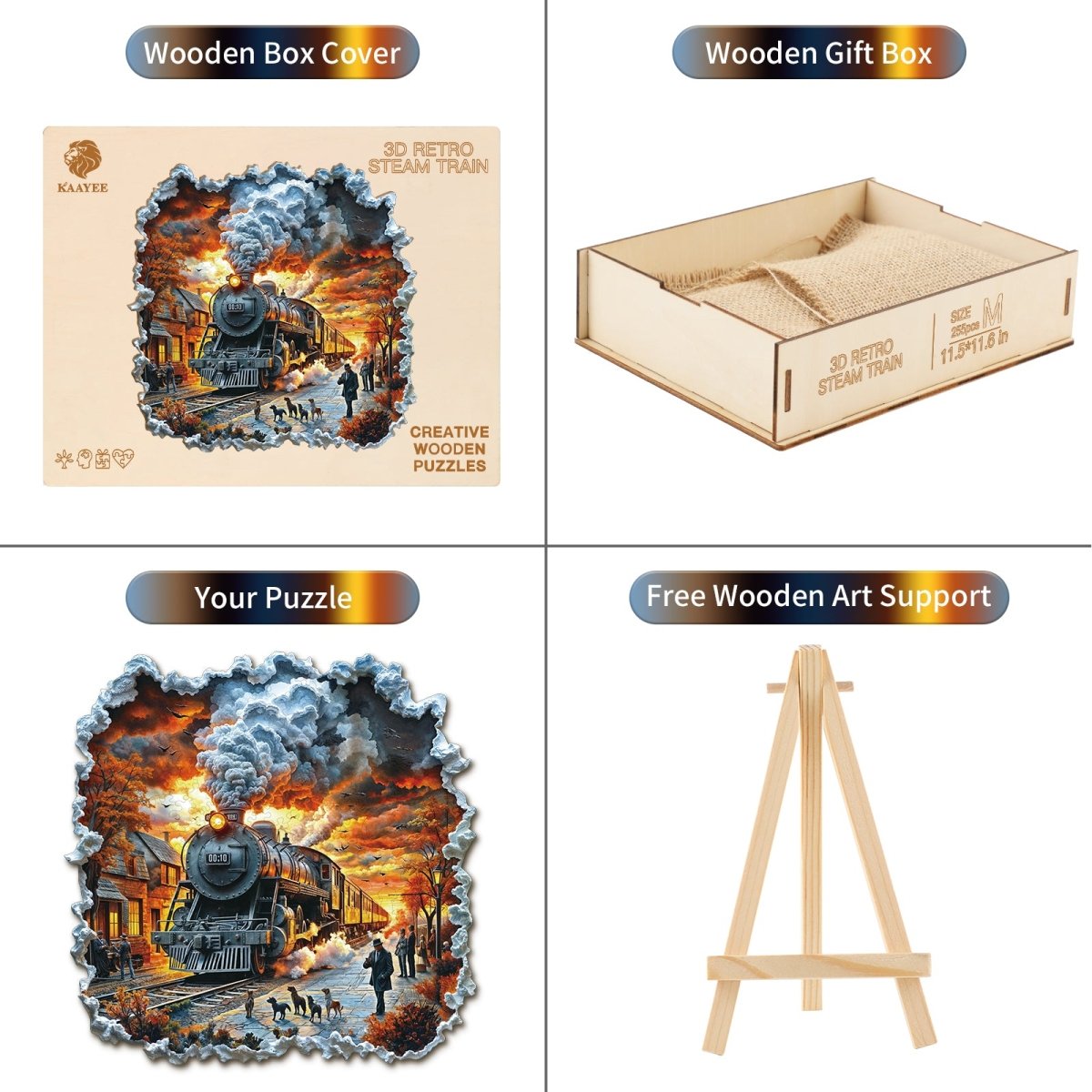 kaayee-wooden-puzzle-3d-retro-steam-train-holzpuzzle-zug image 5