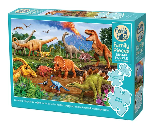 cobble-hill-family-pieces-350-dinos-puzzle-350-teile-vulkan image 1