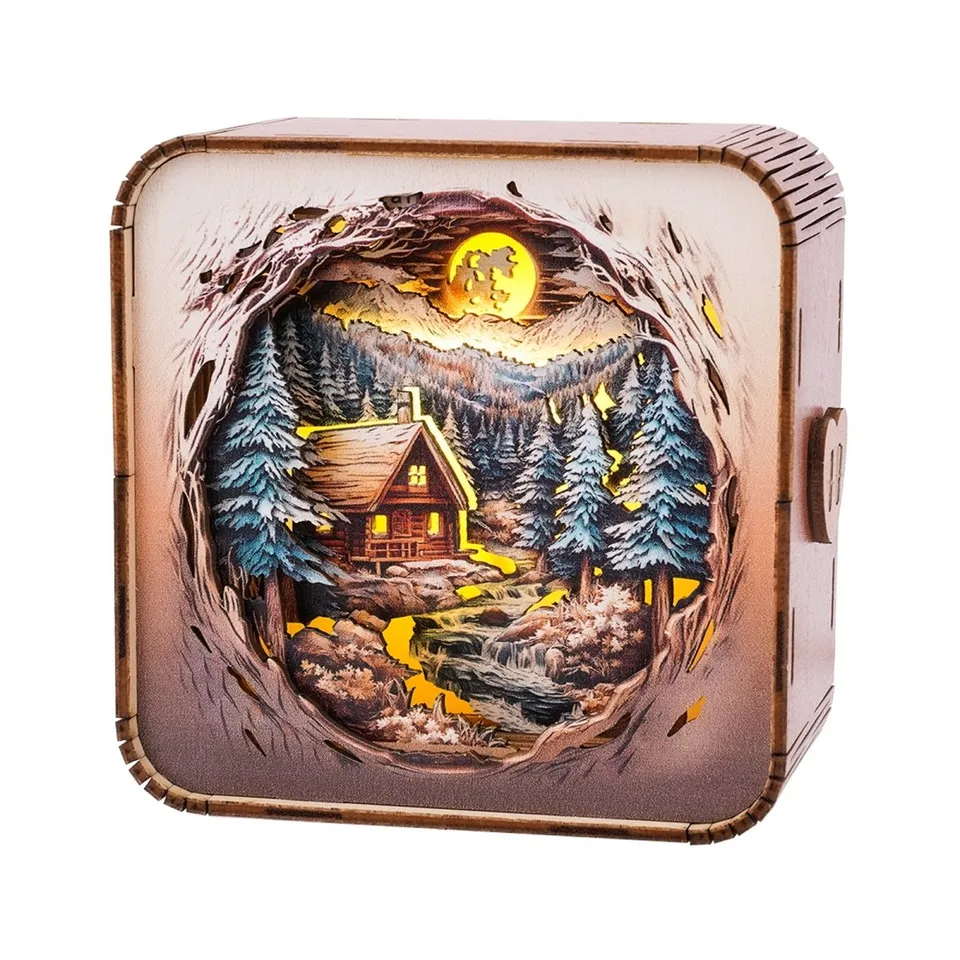 kaayee-night-light-snow-mountain-cabin-nachtlicht-holz-warmes-licht image 1