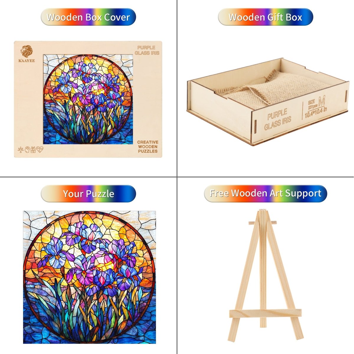 kaayee-purple-glass-iris-holzpuzzle-mittel-glas-motiv image 3