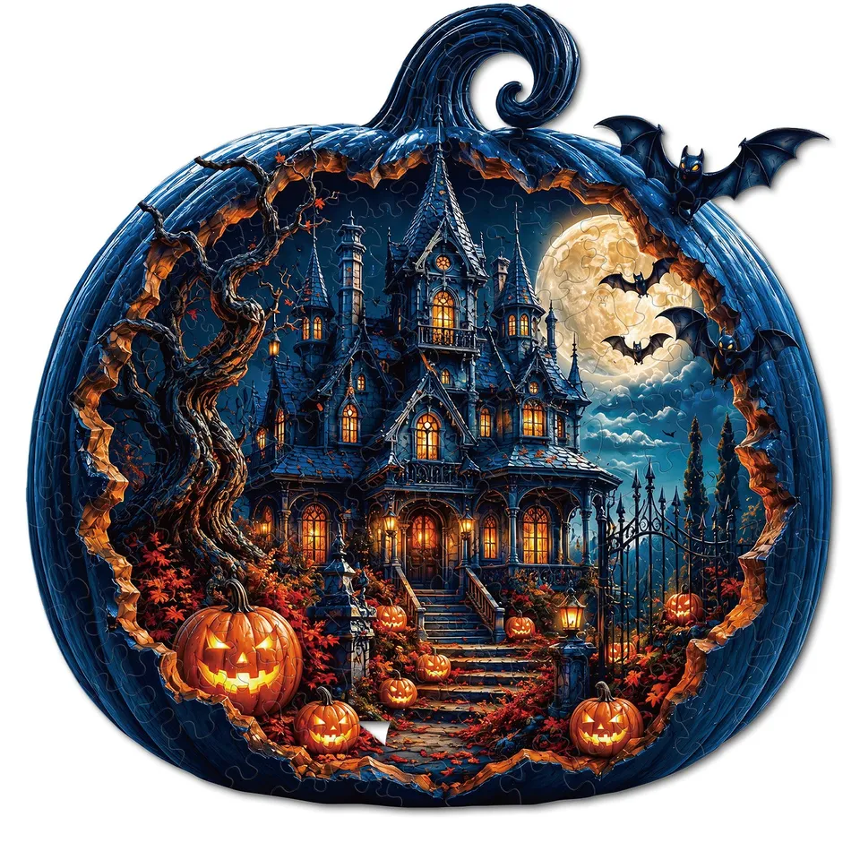 kaayee-moonlit-pumpkin-manor-wooden-puzzle-holzpuzzle-medium image 1