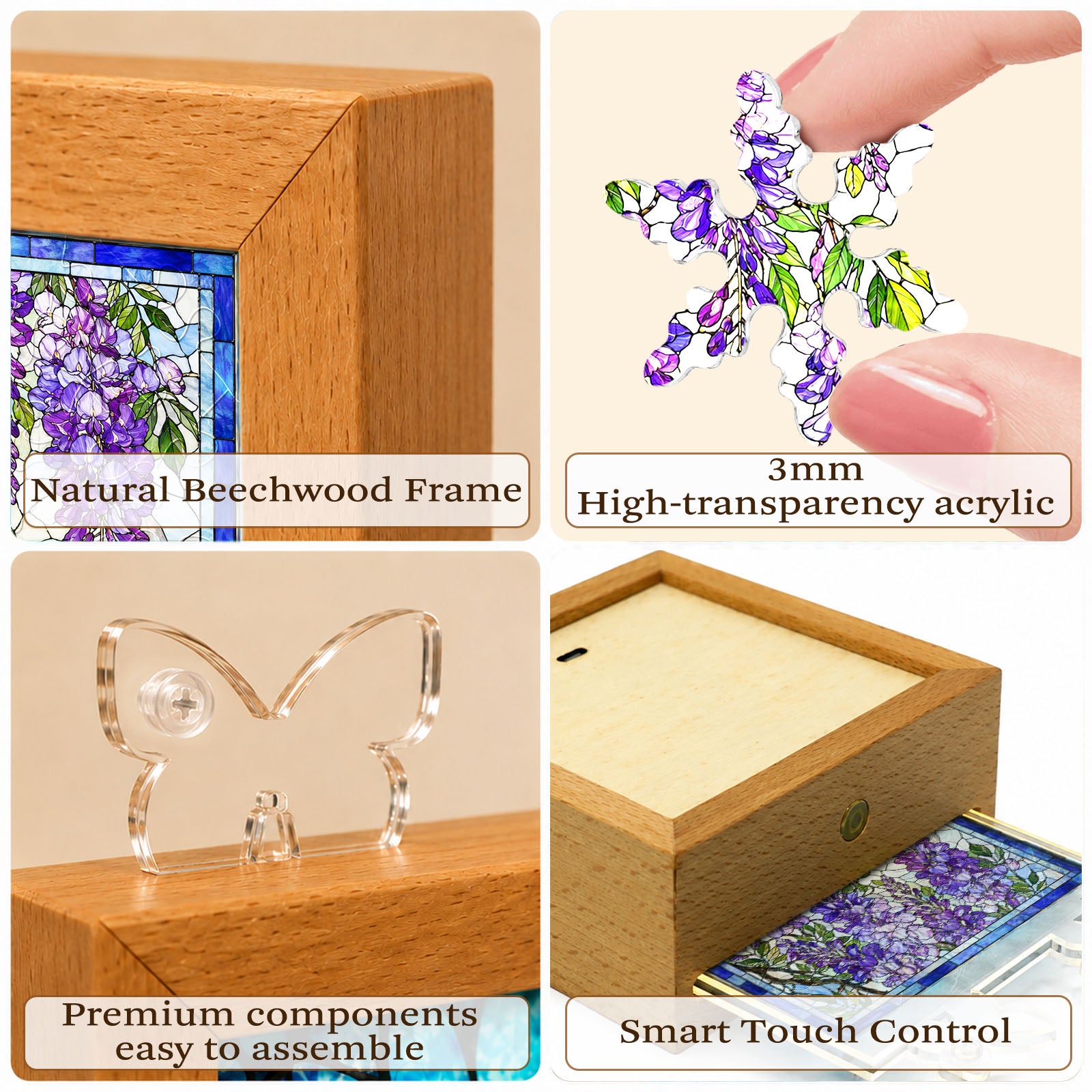 kaayee-wisteria-cascade-nachtlicht-holzrahmen-acryl-led image 7