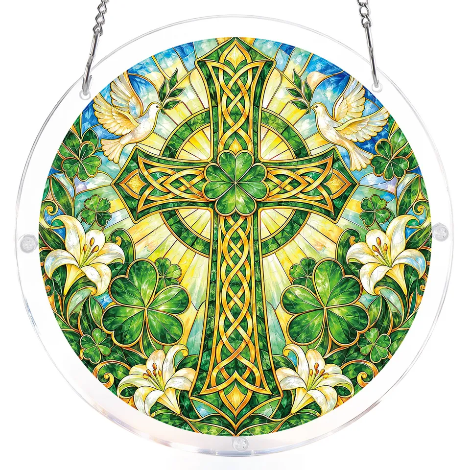 kaayee-suncatcher-puzzle-emerald-cross-fensterbild-medium image 1