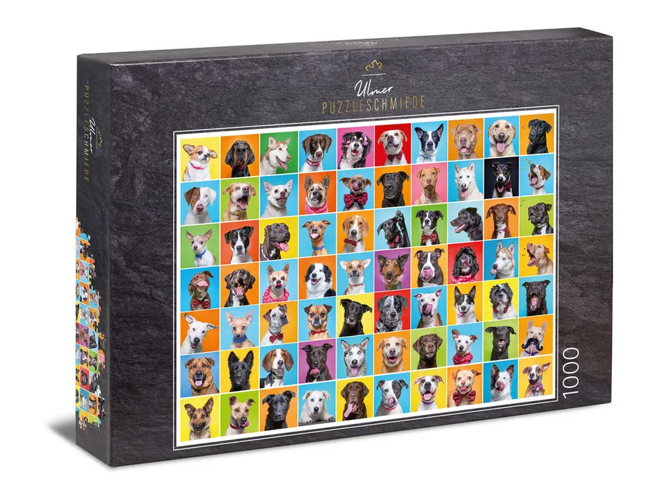ulmer-puzzleschmiede-colorful-dog-1000-teile-puzzle-hunde-collage image 1