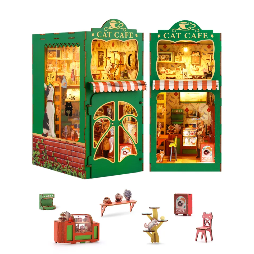 kaayee-book-nook-kit-cat-s-coffee-house-miniatur-beleuchtet image 1
