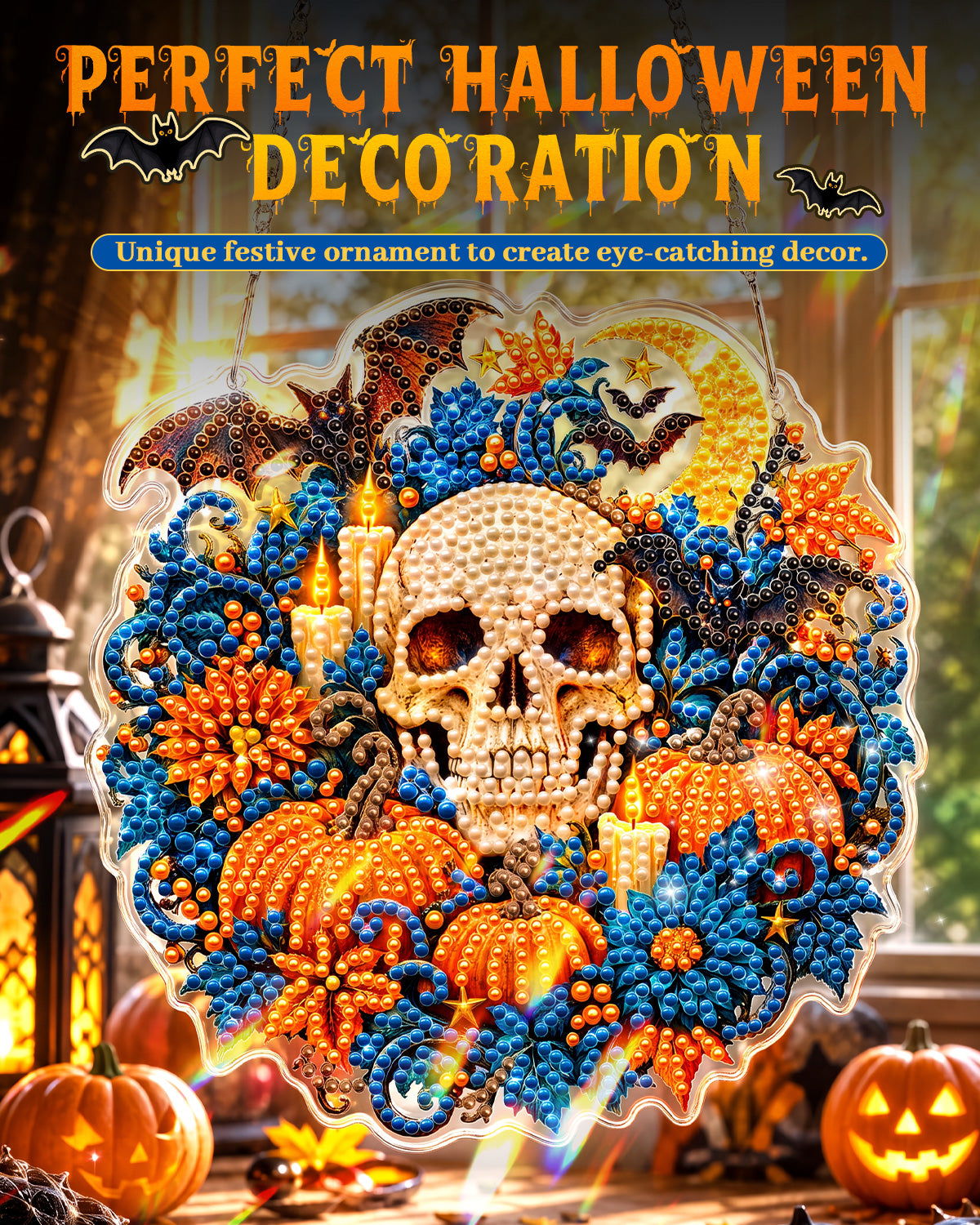 kaayee-suncatcher-halloween-skull-pumpkin-suncatcher-bastelset-20-cm image 2
