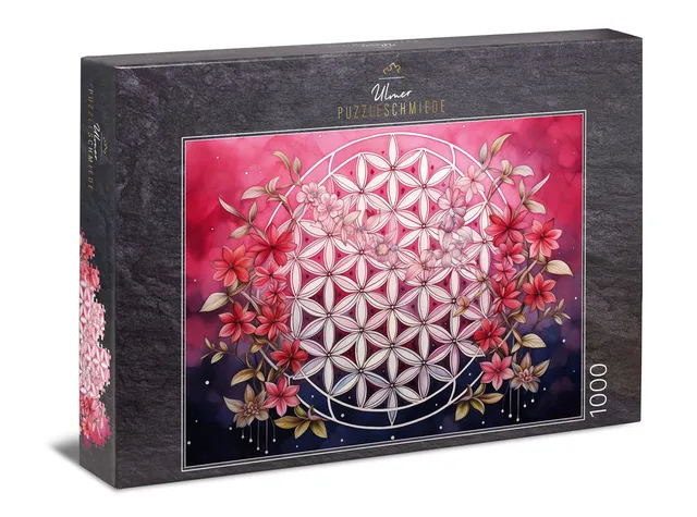 ulmer-puzzleschmiede-blume-des-lebens-puzzle-1000-teile-mandala-rosa image 1