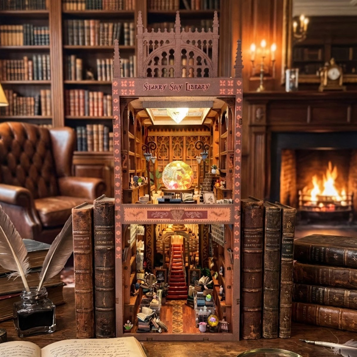 kaayee-book-nook-kit-starry-sky-library-miniaturhaus-led image 4