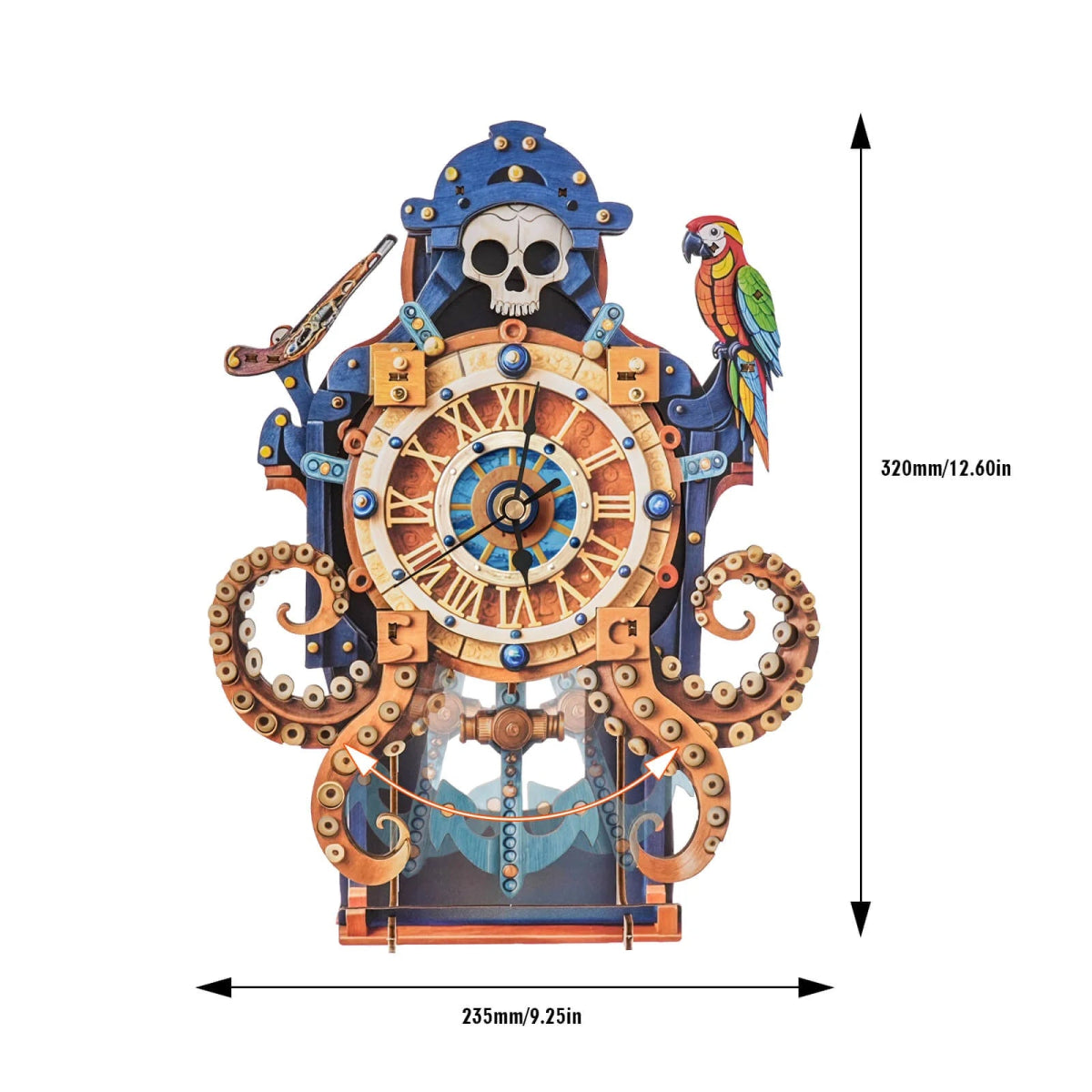 kaayee-octopus-monster-uhren-bausatz-holz-3d-puzzle-uhr image 4
