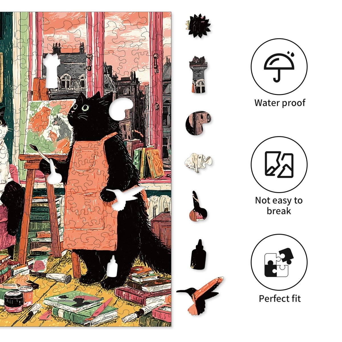 kaayee-painter-s-cat-corner-holzpuzzle-medium-katzenmotiv image 2