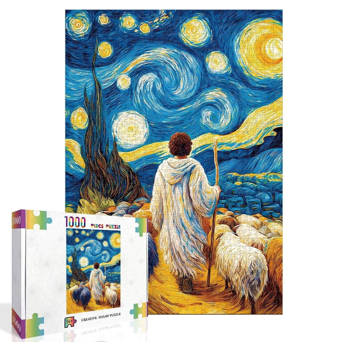 kaayee-jesus-christ-1000-teile-puzzle-eco-white-board-sternennacht image 2