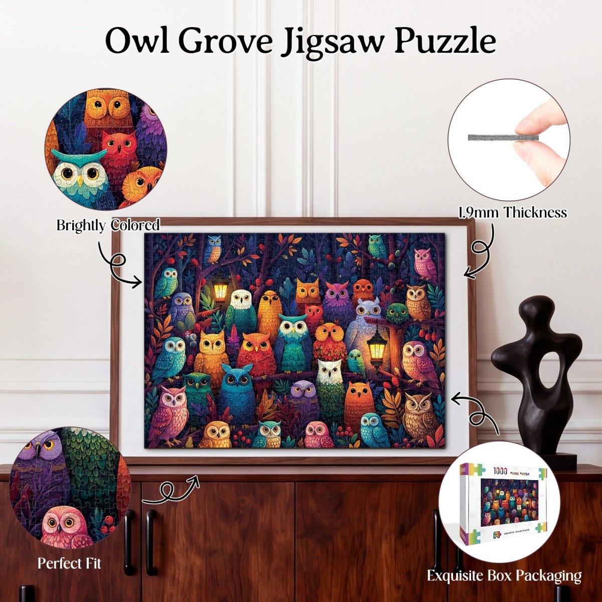kaayee-cardboard-puzzle-owl-grove-puzzle-1000-teile-standard image 3