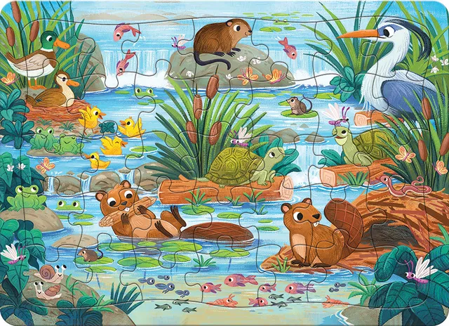 cobble-hill-tray-puzzles-pond-scene-rahmenpuzzle-35-teile-teich image 1