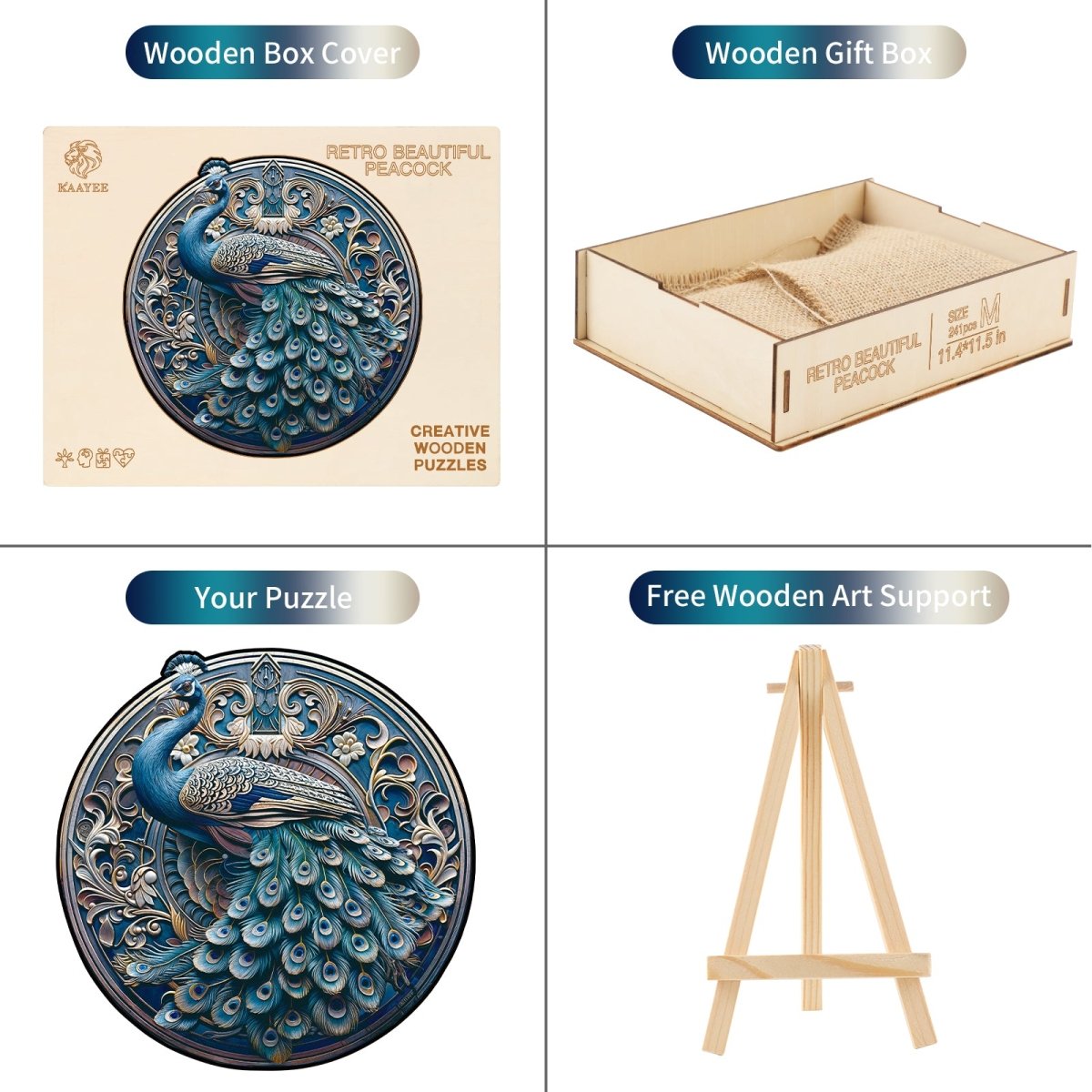 kaayee-wooden-puzzle-retro-beautiful-peacock-holzpuzzle-pfau image 3