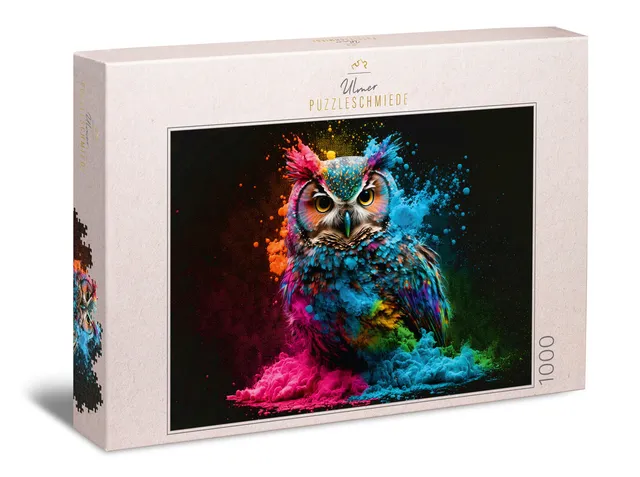 ulmer-puzzleschmiede-bunter-nachtvogel-puzzle-1000-teile-eule image 1