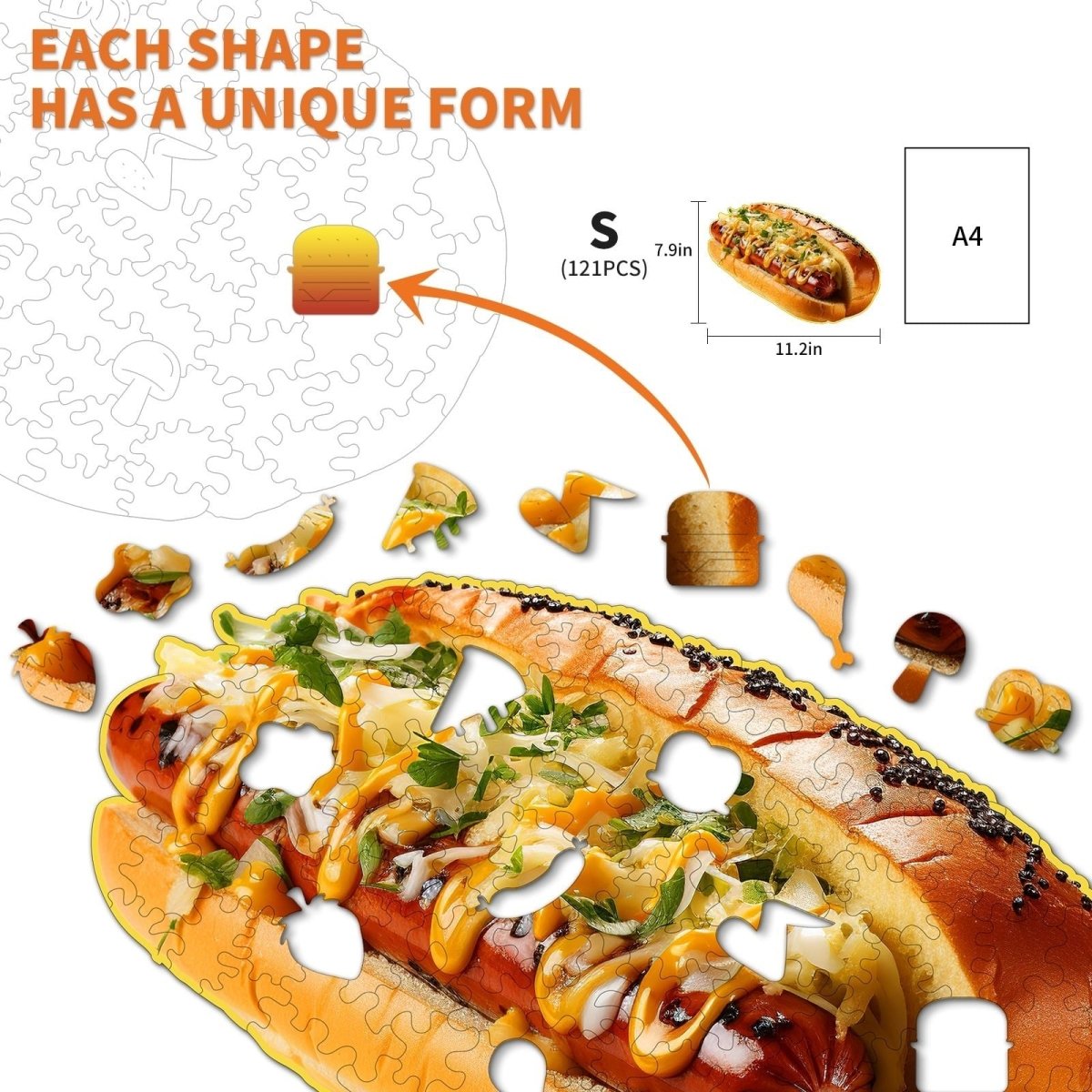 kaayee-wooden-hotdog-holzpuzzle-small-pocket-escape-food image 3