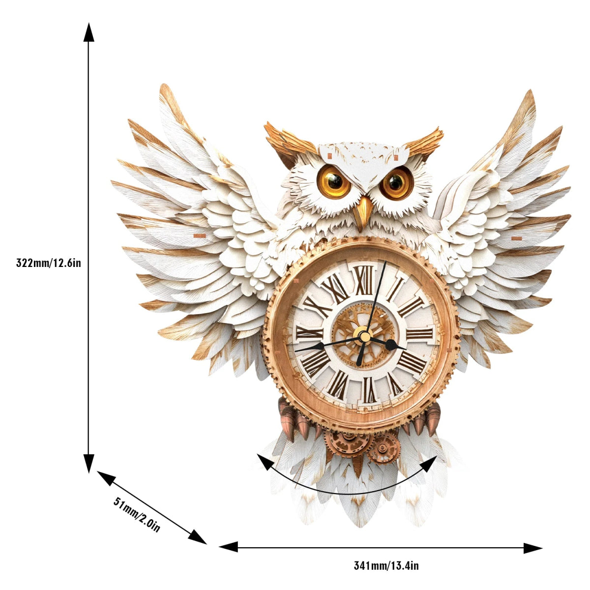 kaayee-clock-kit-snowy-owl-wanduhr-holz-3d-puzzle image 5