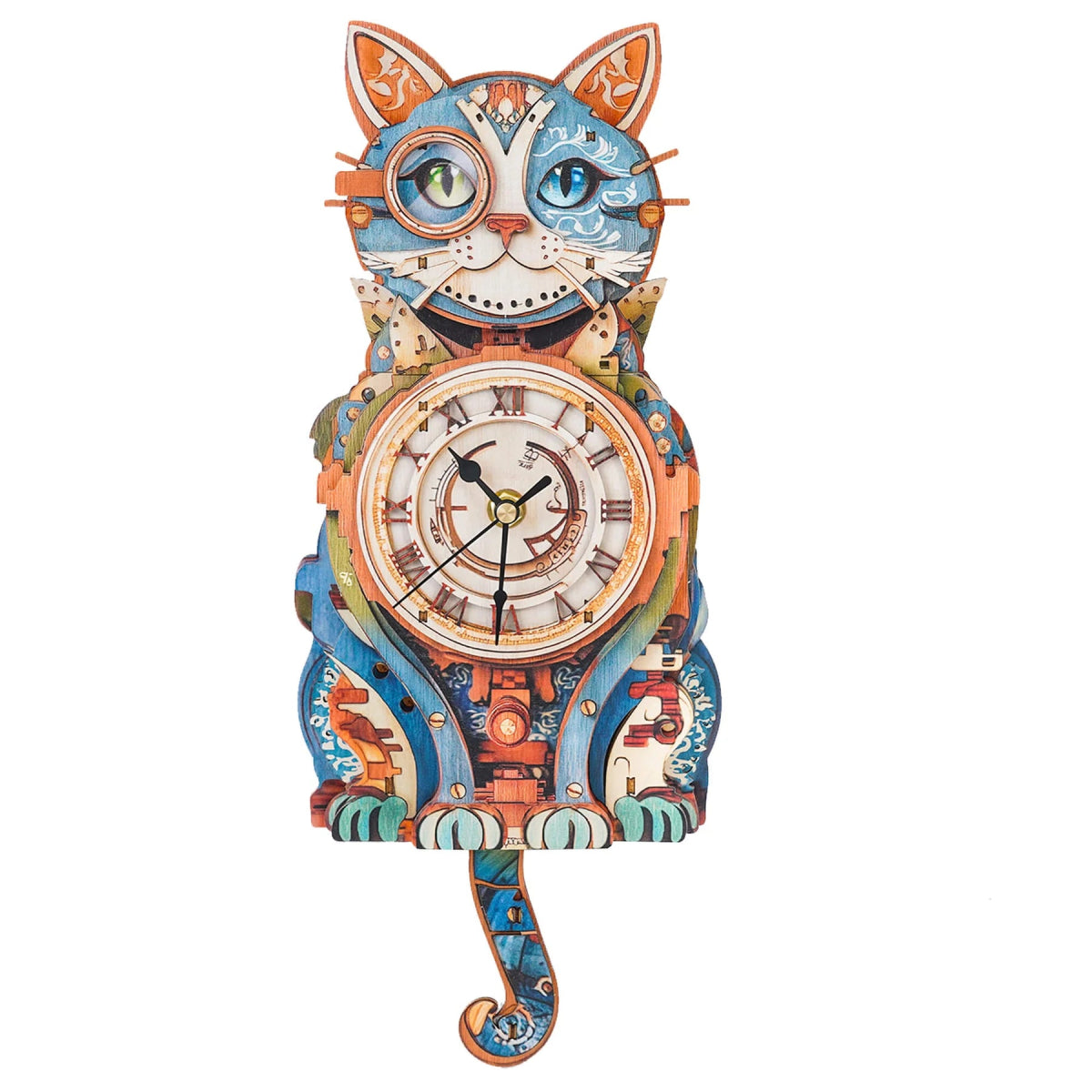 kaayee-cat-detective-uhr-bausatz-holz-katze image 1