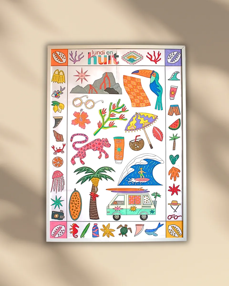 lundi-en-huit-coloriage-pitisdessins-ausmalposter-xxl-100x70-sommer image 1