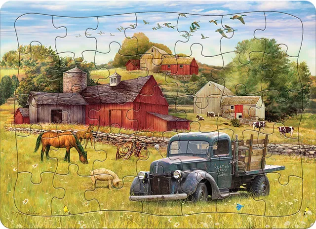 cobble-hill-tray-puzzle-blue-truck-farm-35-teile-bauernhof image 1