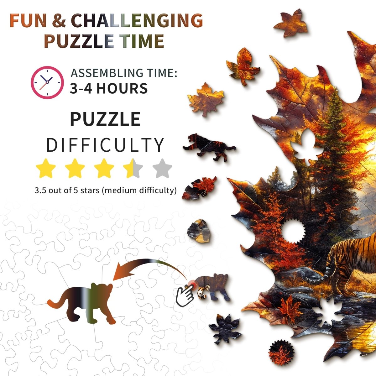 kaayee-wooden-puzzle-maple-leaf-tiger-holzpuzzle-m-herbst image 4