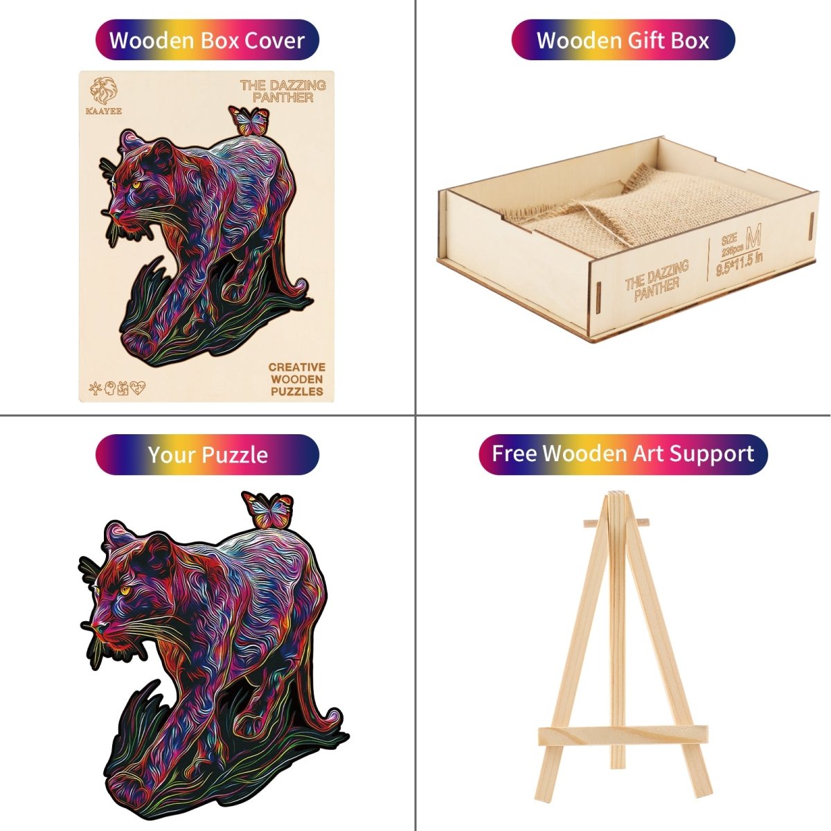 kaayee-dazzling-panther-holzpuzzle-medium-neon-kfz-dschungel image 3