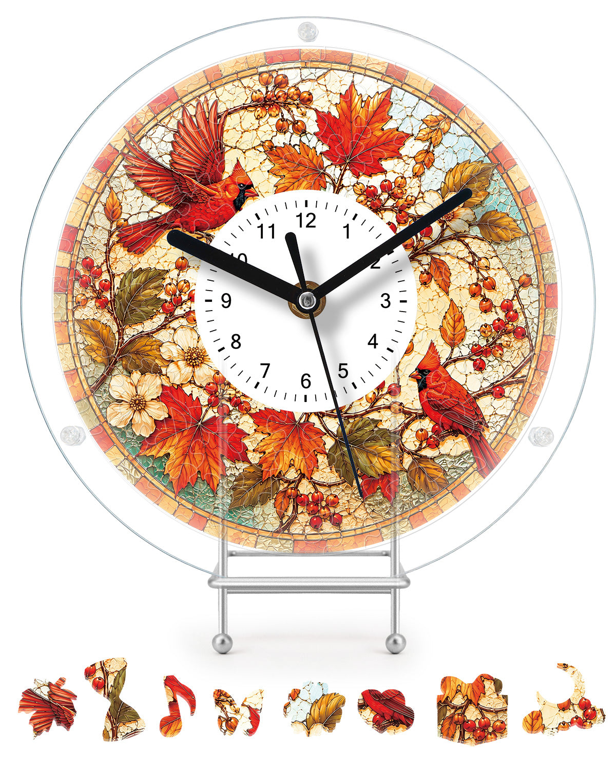 kaayee-clock-kit-autumn-cardinal-acryl-puzzle-uhr-regular image 1