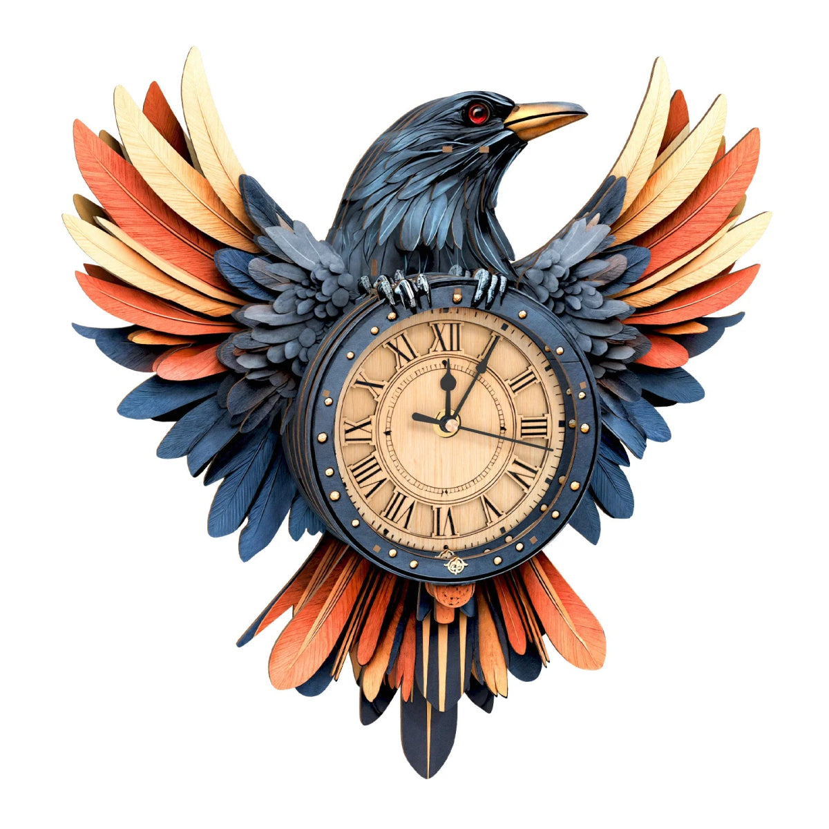 kaayee-clock-kit-raven-3d-holzpuzzle-uhr-mit-pendel image 1
