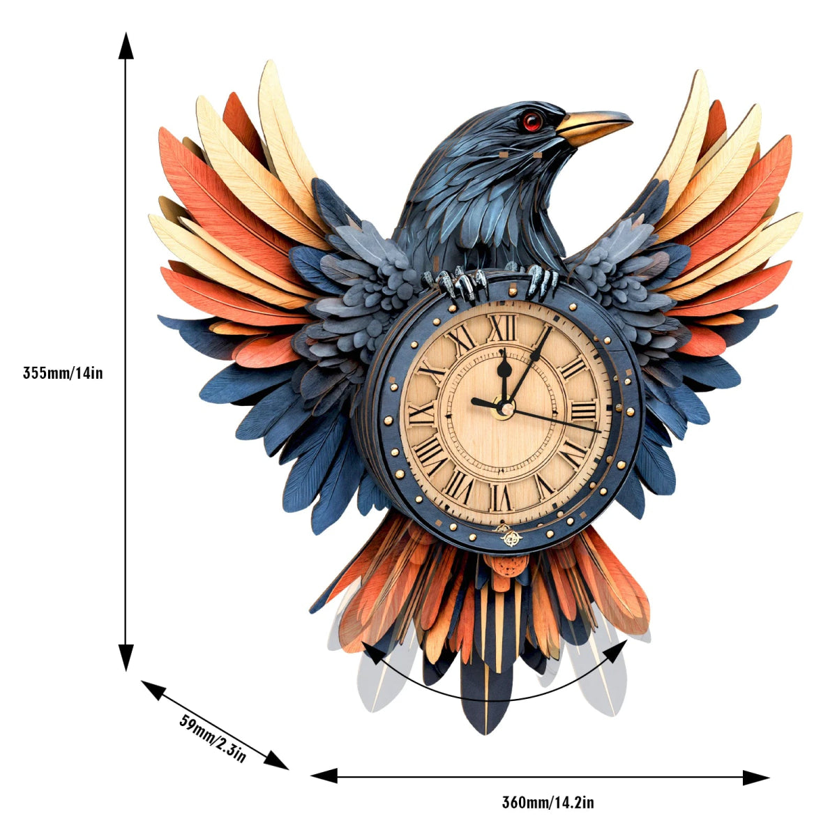 kaayee-clock-kit-raven-3d-holzpuzzle-uhr-mit-pendel image 5