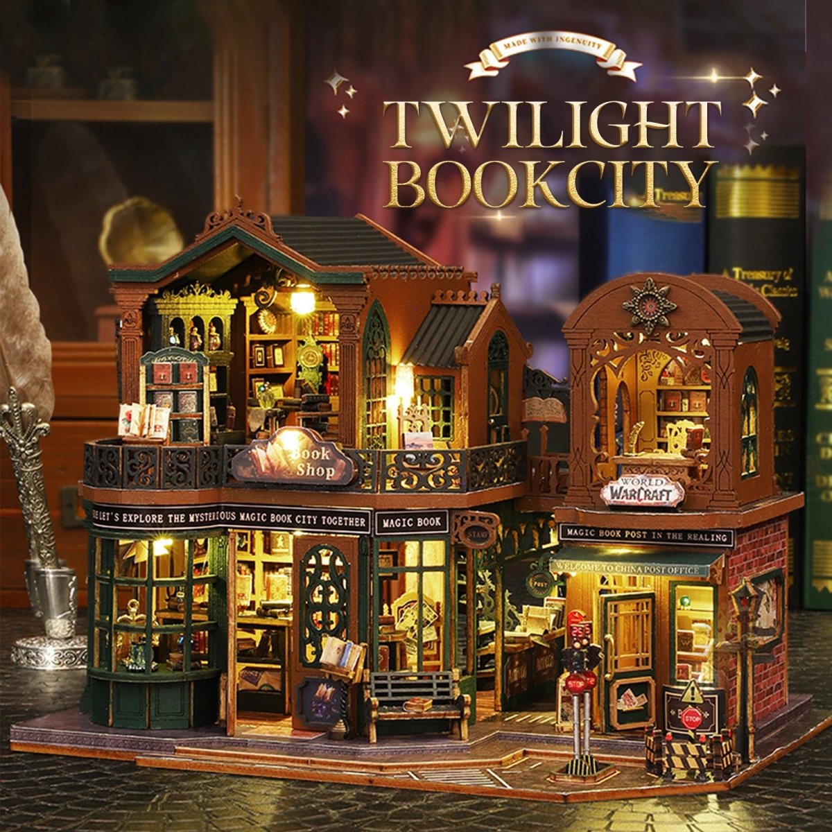 kaayee-twilight-book-city-miniaturhaus-diy-buchladen-mit-licht image 3