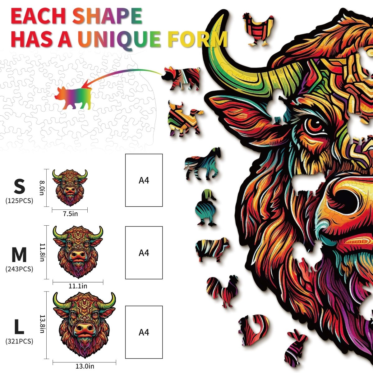 kaayee-wooden-puzzle-angry-bull-holzpuzzle-medium-stier image 5