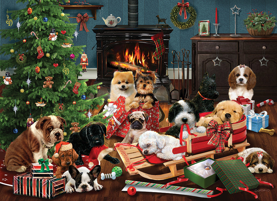 cobble-hill-1000-piece-christmas-puppies-puzzle-1000-teile-hunde image 2
