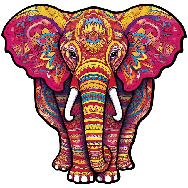 kaayee-wooden-mandala-elephant-holzpuzzle-mittel-bunt image 1