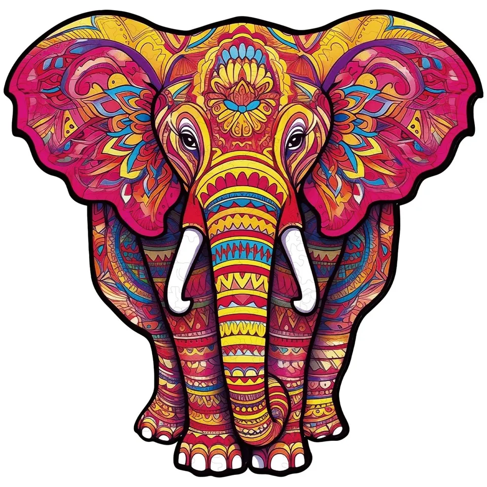 kaayee-wooden-mandala-elephant-holzpuzzle-mittel-bunt image 1