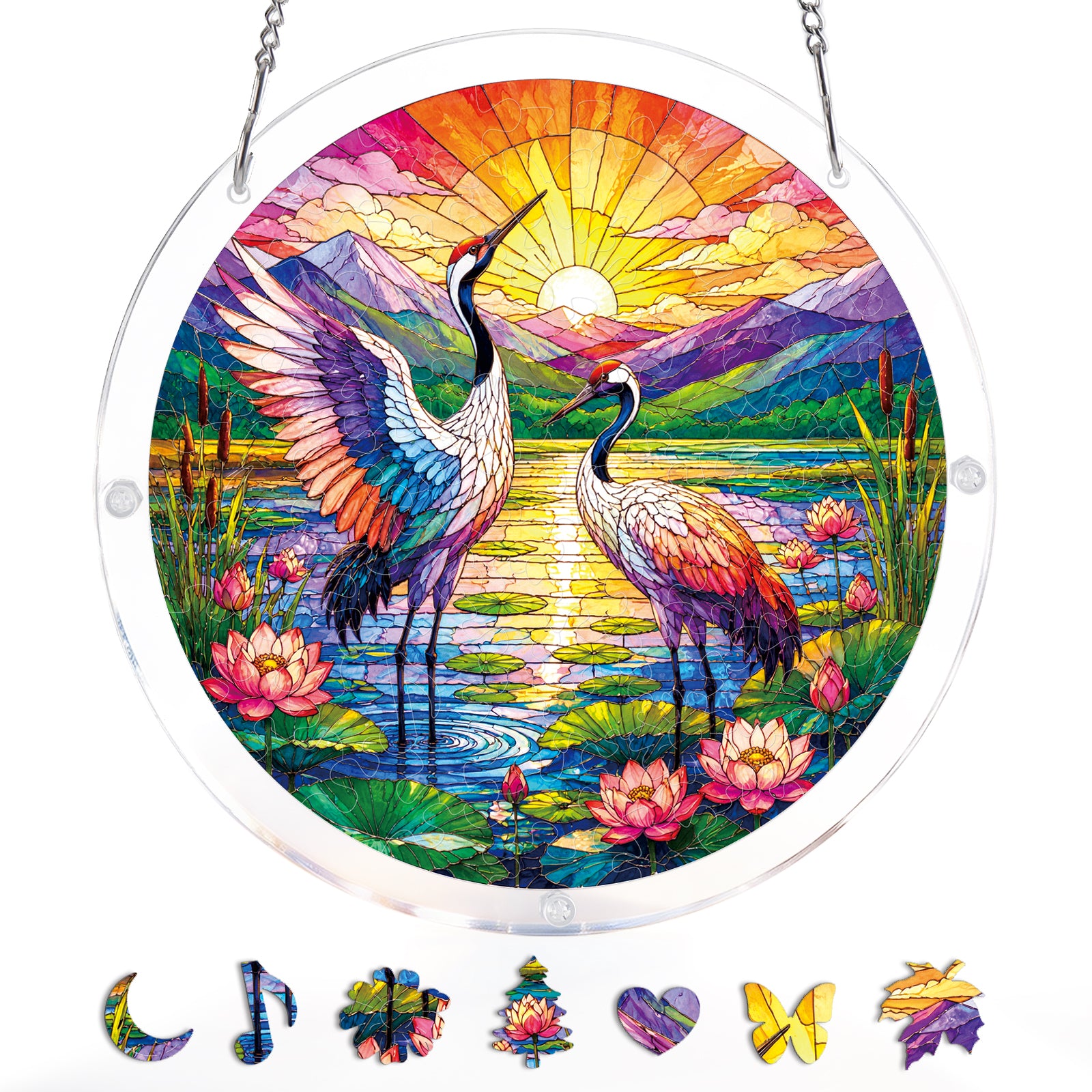 kaayee-suncatcher-puzzle-cranes-at-sunrise-acryl-medium-fenster image 3