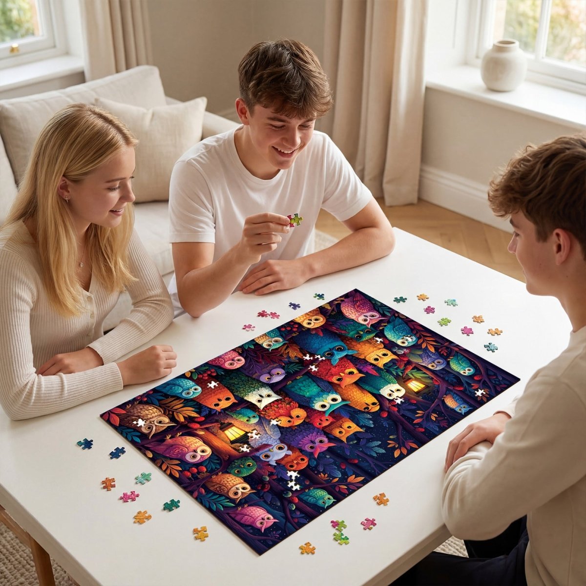 kaayee-cardboard-puzzle-owl-grove-puzzle-1000-teile-standard image 4