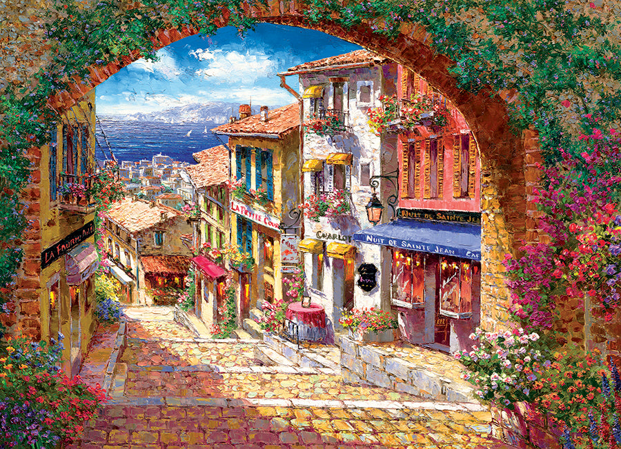 cobble-hill-500-piece-archway-to-cagne-puzzle-stra-enszene-meer image 2