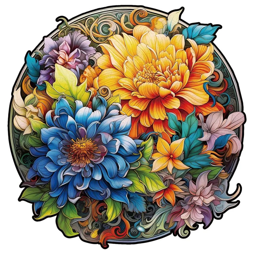kaayee-wooden-puzzle-prosperous-bloom-holzpuzzle-blumen-medium image 1