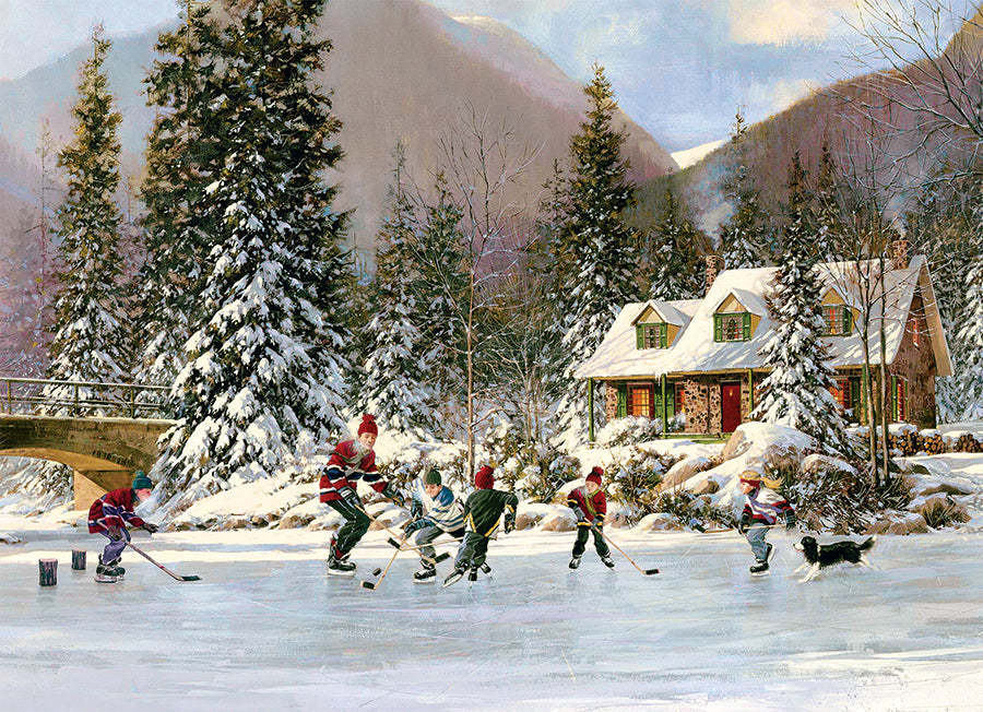 cobble-hill-hockey-pond-35-teile-rahmenpuzzle-winter image 3