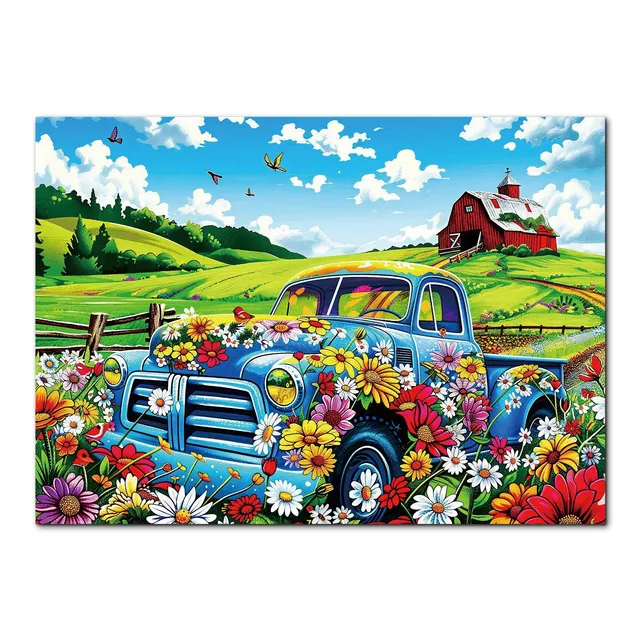 kaayee-countryside-flower-truck-1000-teile-puzzle-eco-blumenauto image 1