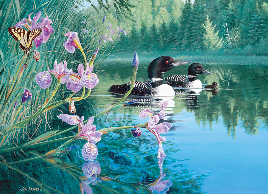 cobble-hill-500-piece-iris-cove-loons-puzzle-500-teile-see image 2
