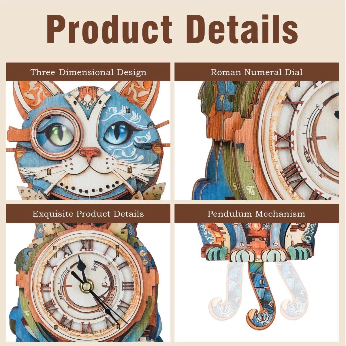 kaayee-cat-detective-uhr-bausatz-holz-katze image 6